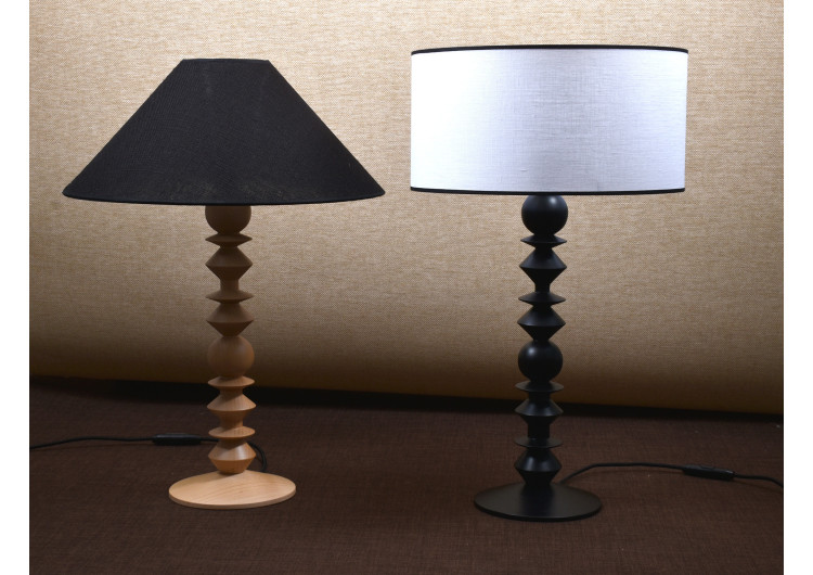 LAMPE PIED EN BOIS - Noir