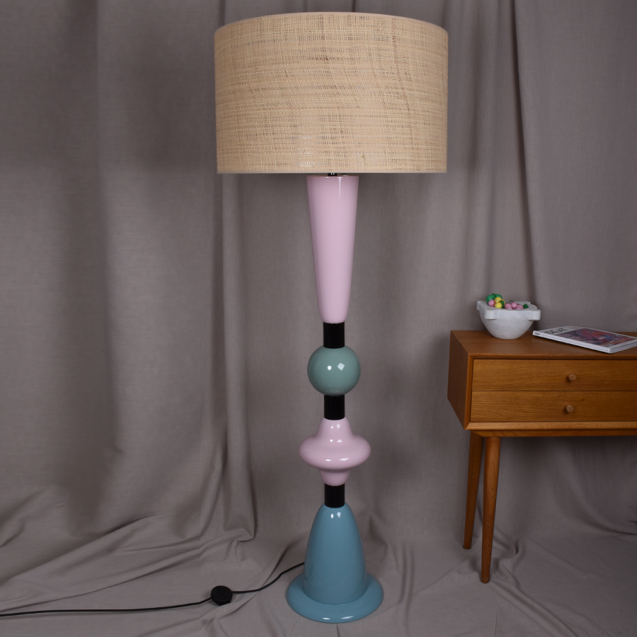 LUDIK Pastel - Pied bois bois laqué 3 couleurs GM avec abat-jour