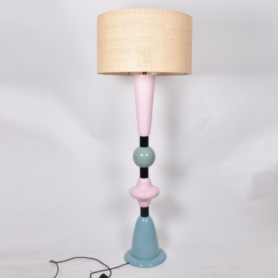 LUDIK Pastel - Pied bois bois laqué 3 couleurs GM avec abat-jour