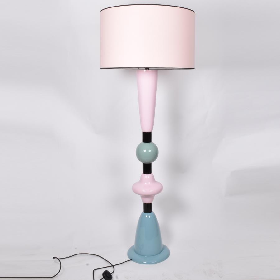 LUDIK Pastel - Pied bois bois laqué 3 couleurs GM avec abat-jour