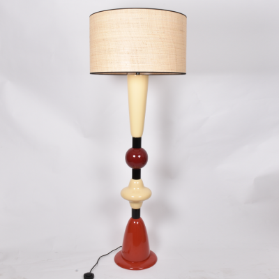 LUDIK Rouille - Pied bois bois laqué 3 couleurs GM avec abat-jour